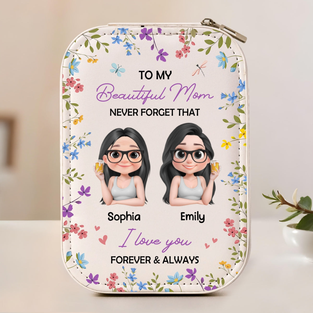 Forever And Always - Personalized Custom Jewelry Box With LED Mirror