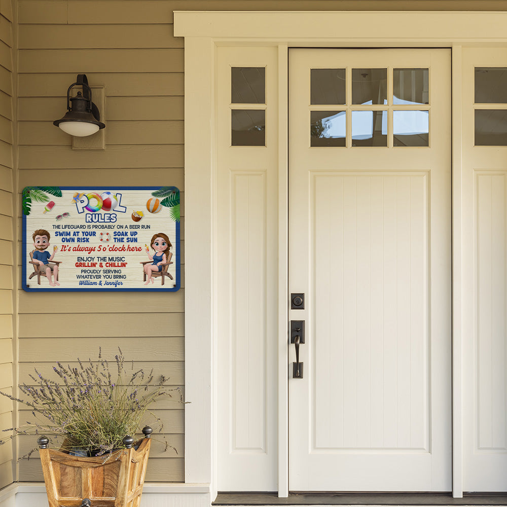 Pool Rules - Personalized Custom Metal Sign