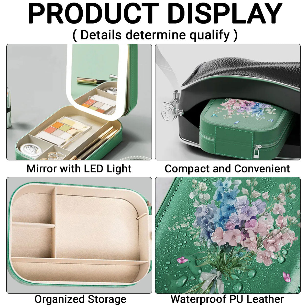 Birth Month Flower - Personalized Custom Jewelry Box With LED Mirror