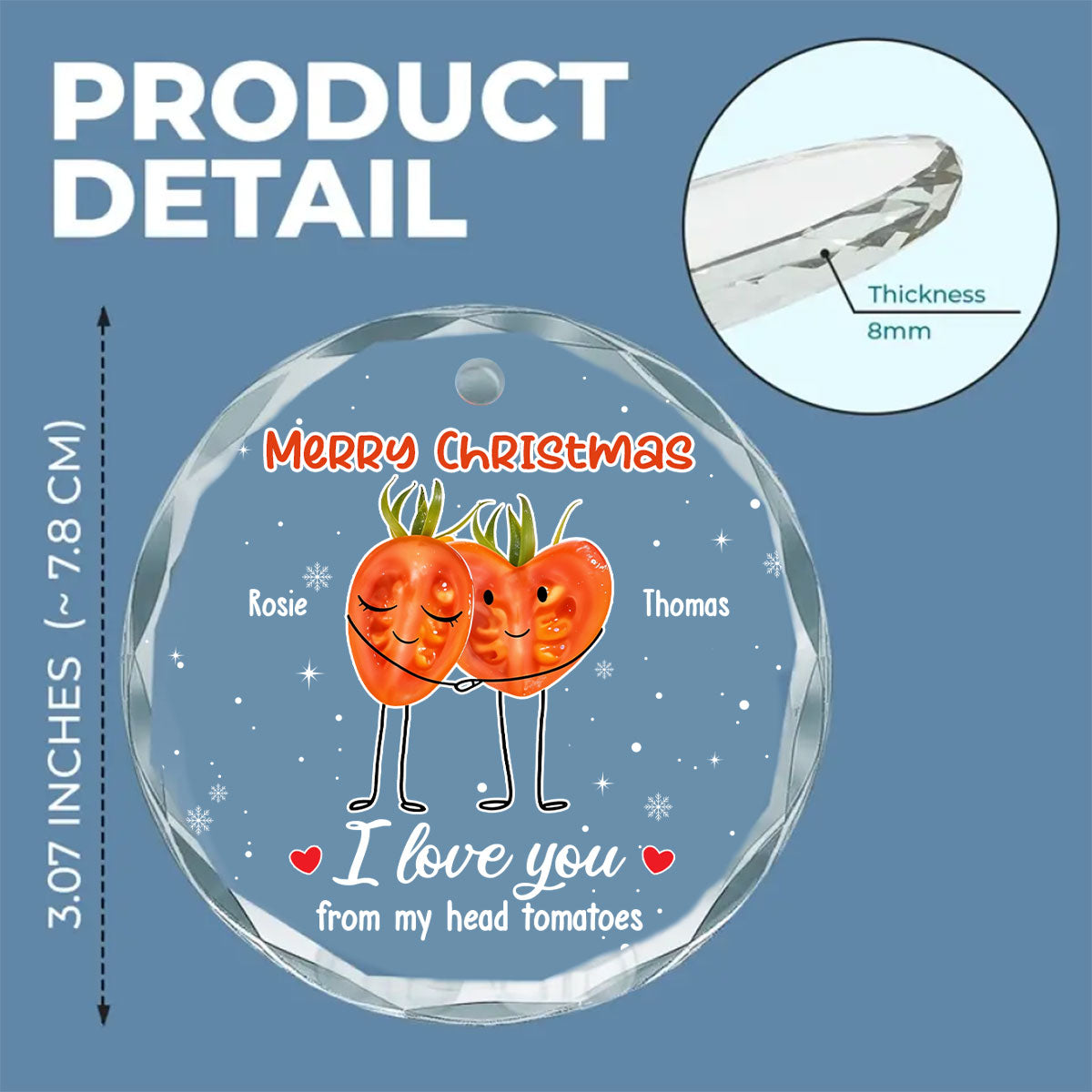 I Love You From My Head Tomatoes - Personalized Custom Glass Ornament