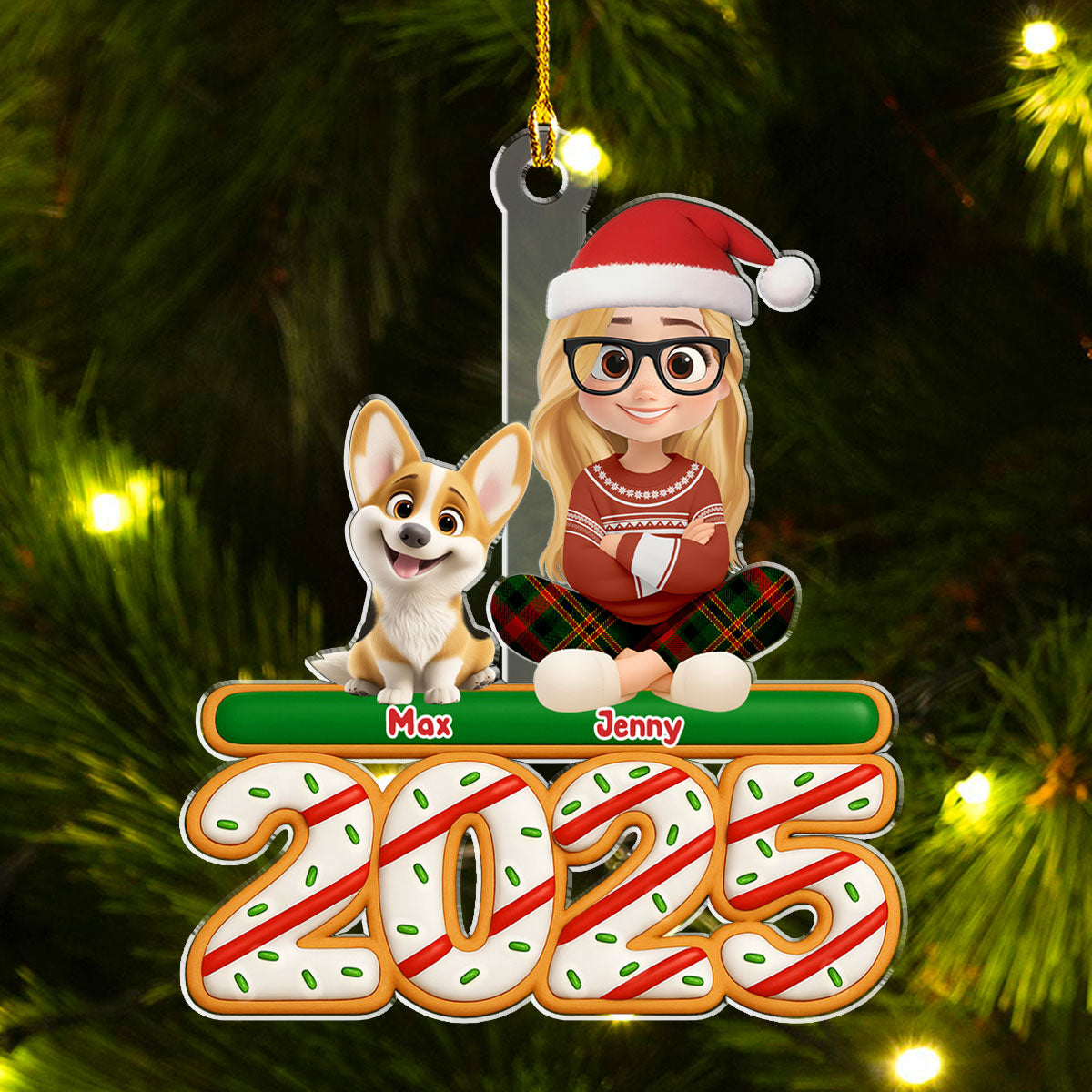 Me And My Dog Tree Cake - Personalized Custom Acrylic Ornament