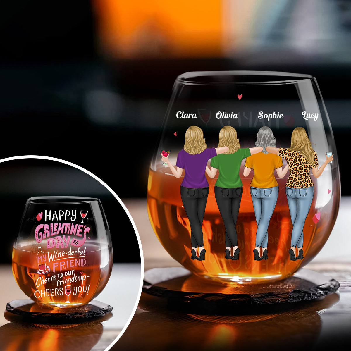 Cheers To Friendship - Personalized Custom Wine Glass