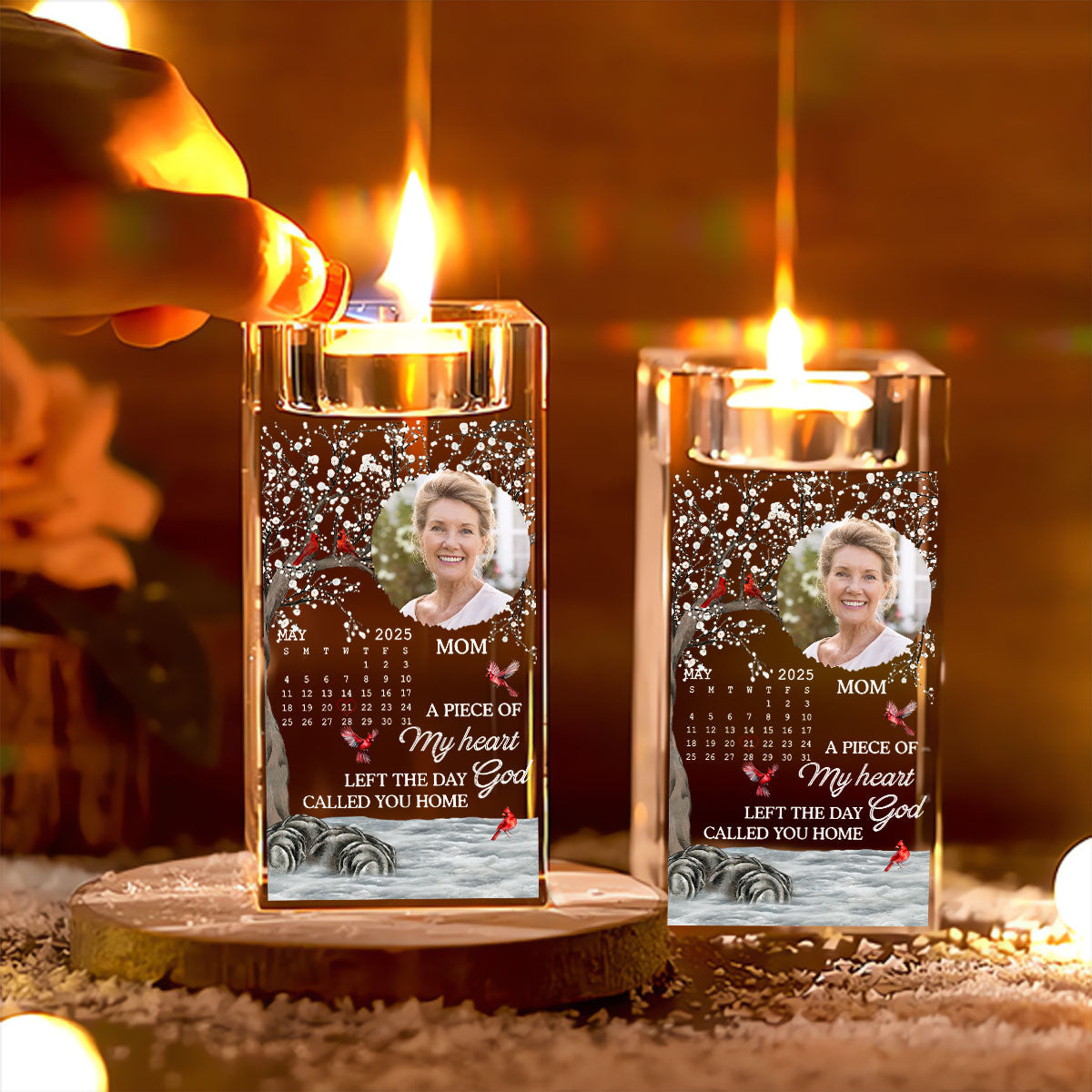 The Moment Your Heart Stopped Mine Changed Forever - Personalized Custom Crystal Candle Holder