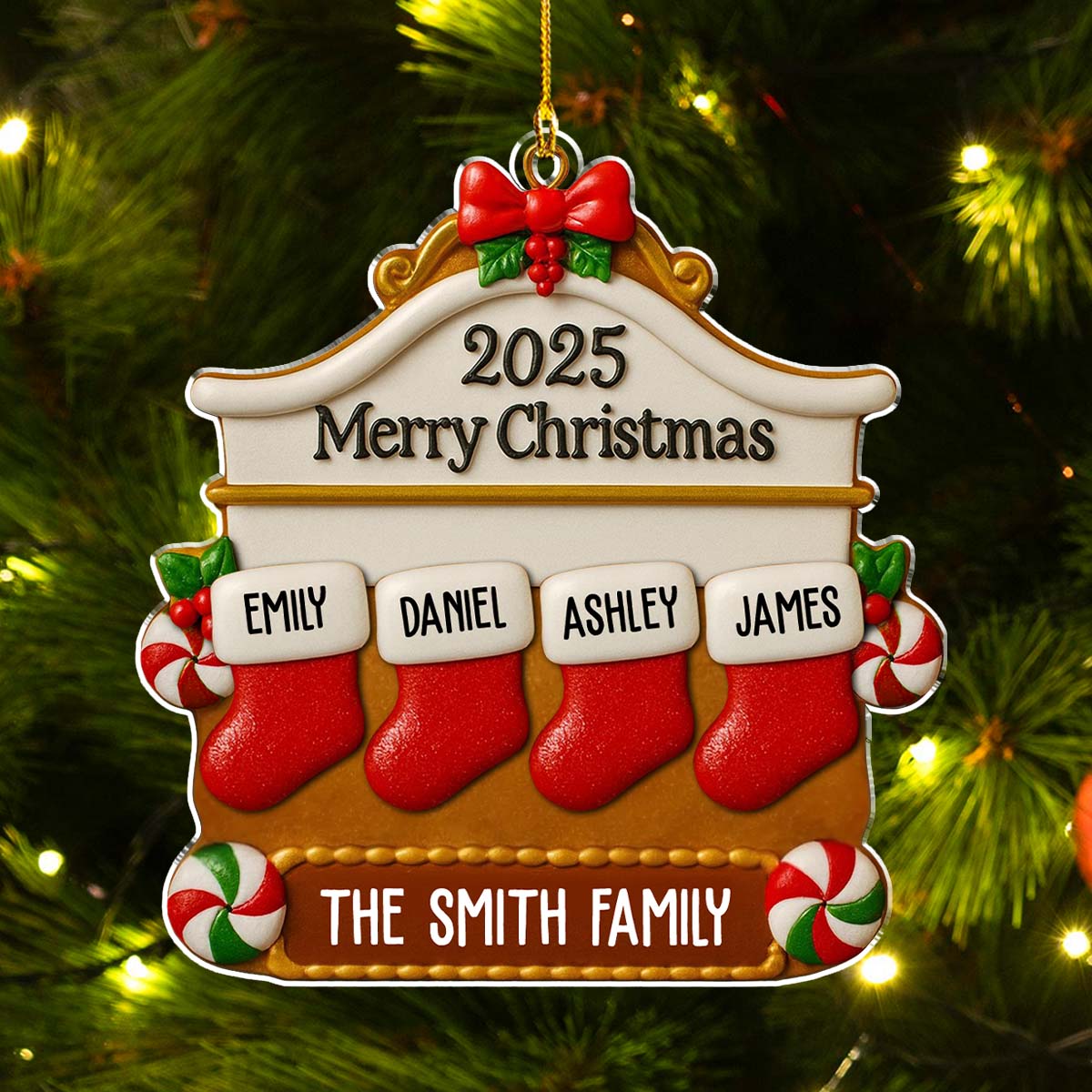 Christmas Family Stocking - Personalized Custom Acrylic Ornament