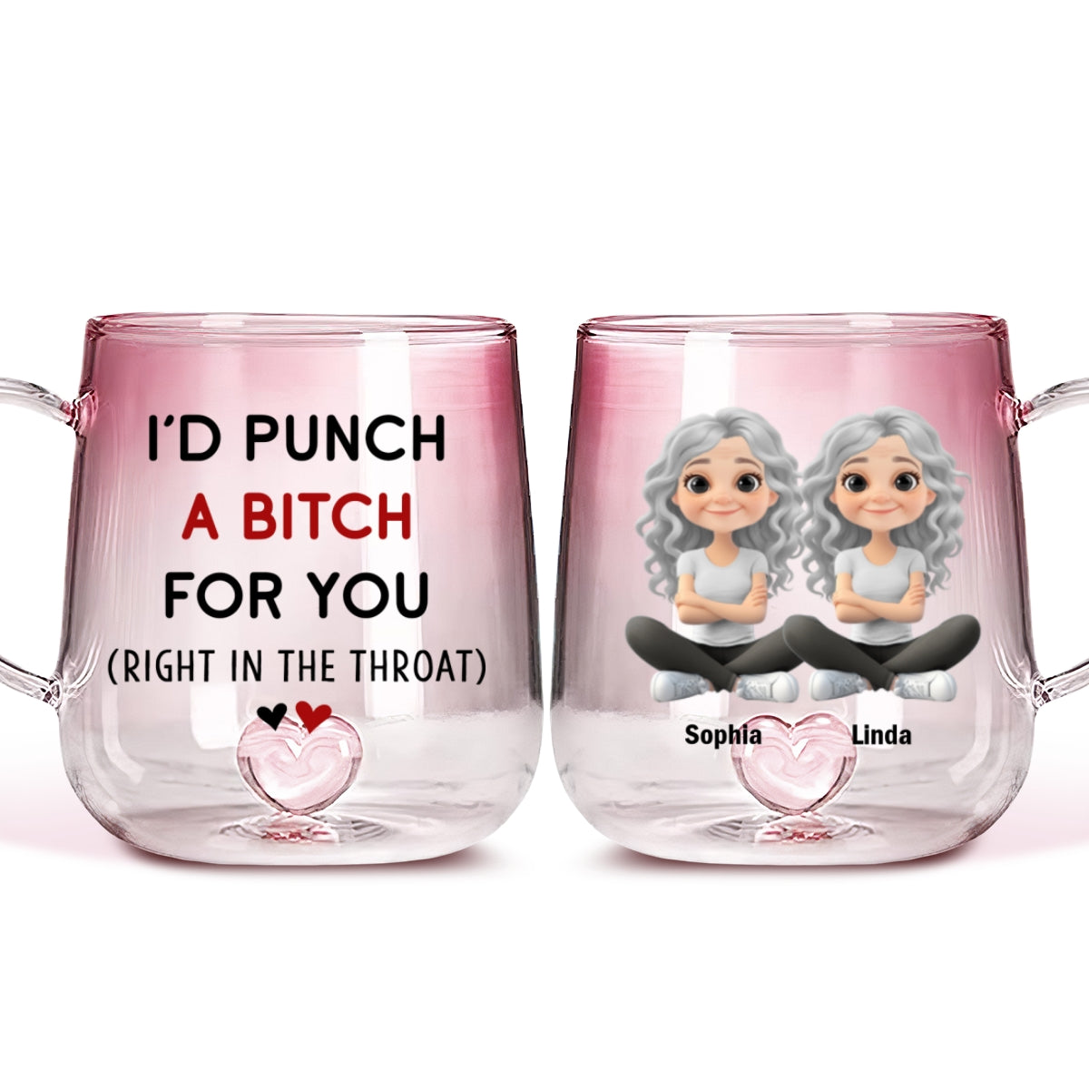 I Would Punch For You - Personalized Custom Pink Gradient Glass Mug