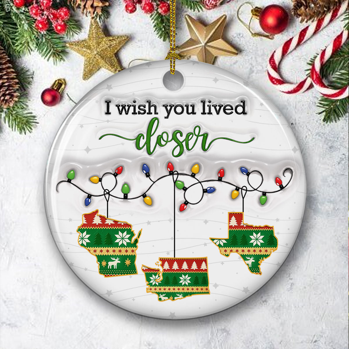 So Far From Me - Personalized Custom 3D Inflated Effect Ceramic Ornament