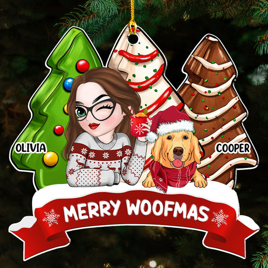 Dog Mom Christmas Tree Cake - Personalized Custom Acrylic Ornament