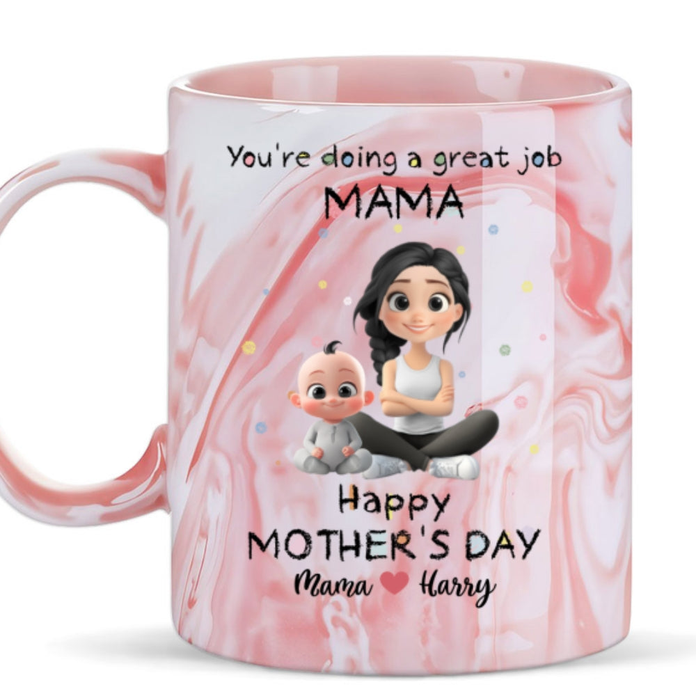 To My Mommy - Personalized Custom Pink Marble Mug