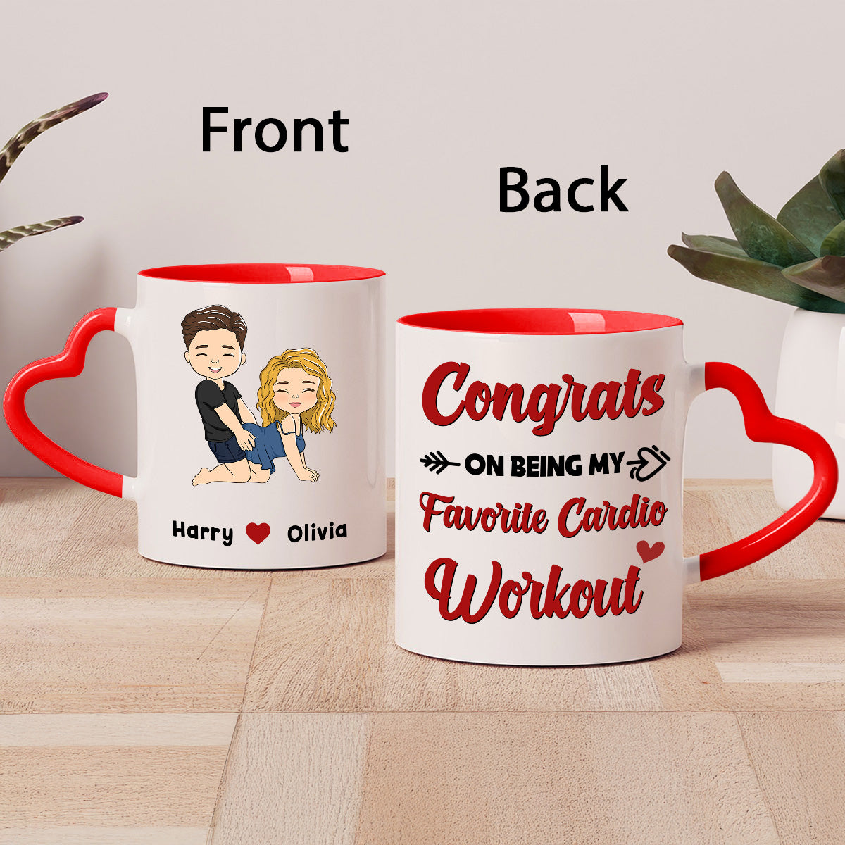 You Lucky Bastard - Personalized Custom Heart Handle Mug