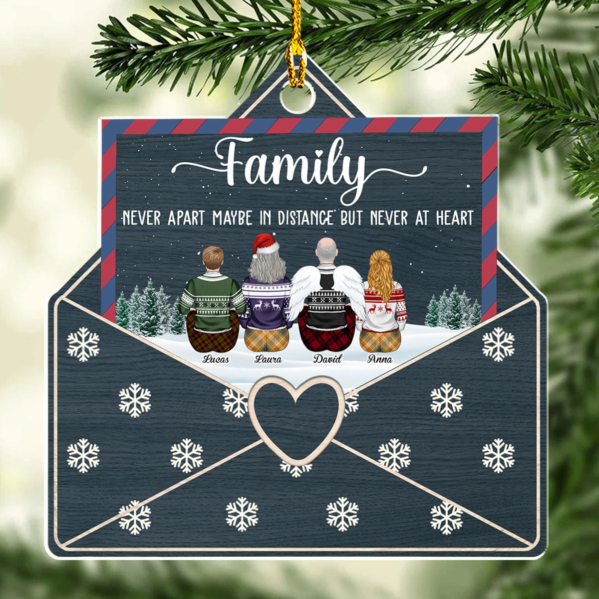 Family Never Apart Maybe In Distance But Never At Heart - Personalized Custom Acrylic Ornament