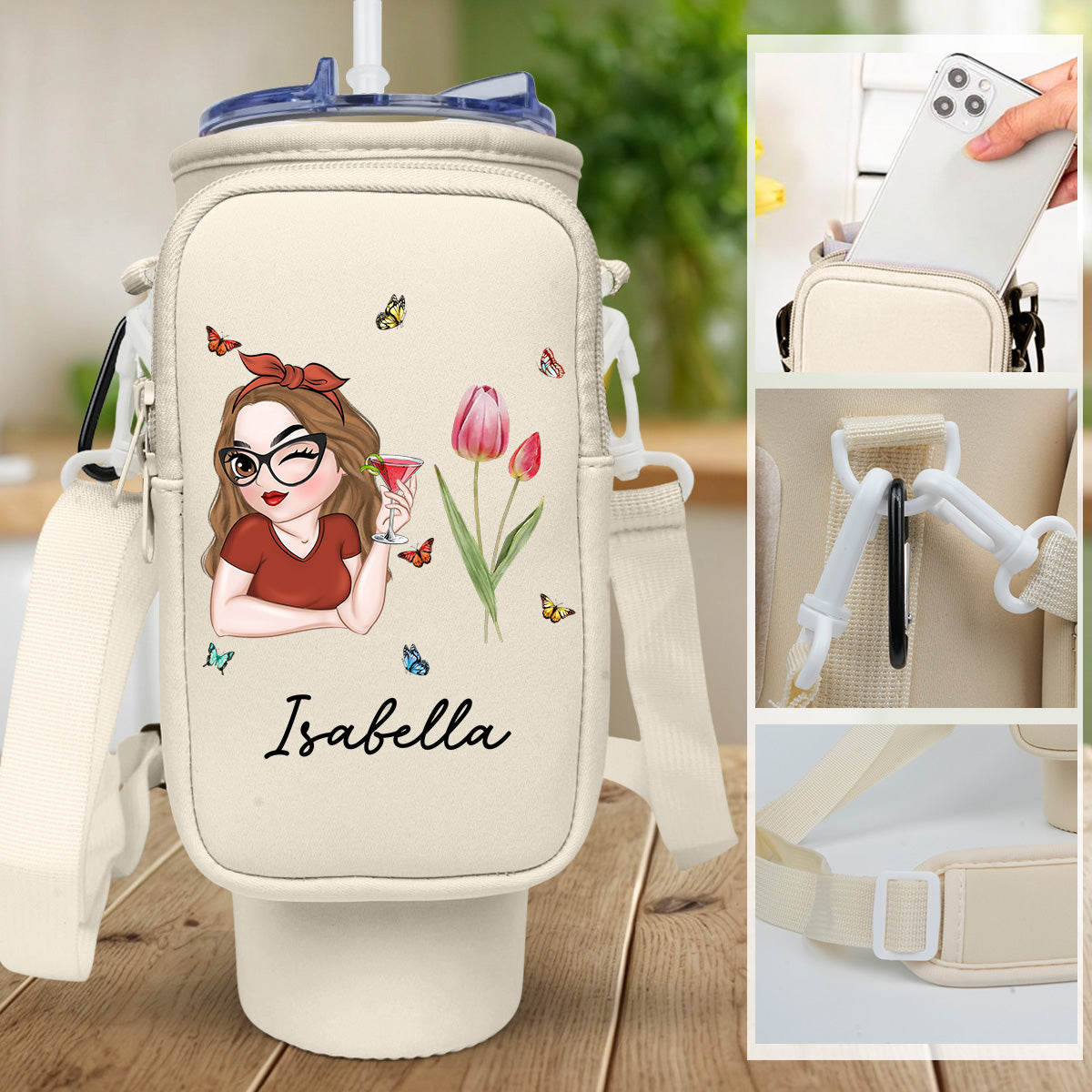 Beautiful Bestie - Personalized Custom Water Bottle Carrier Bag