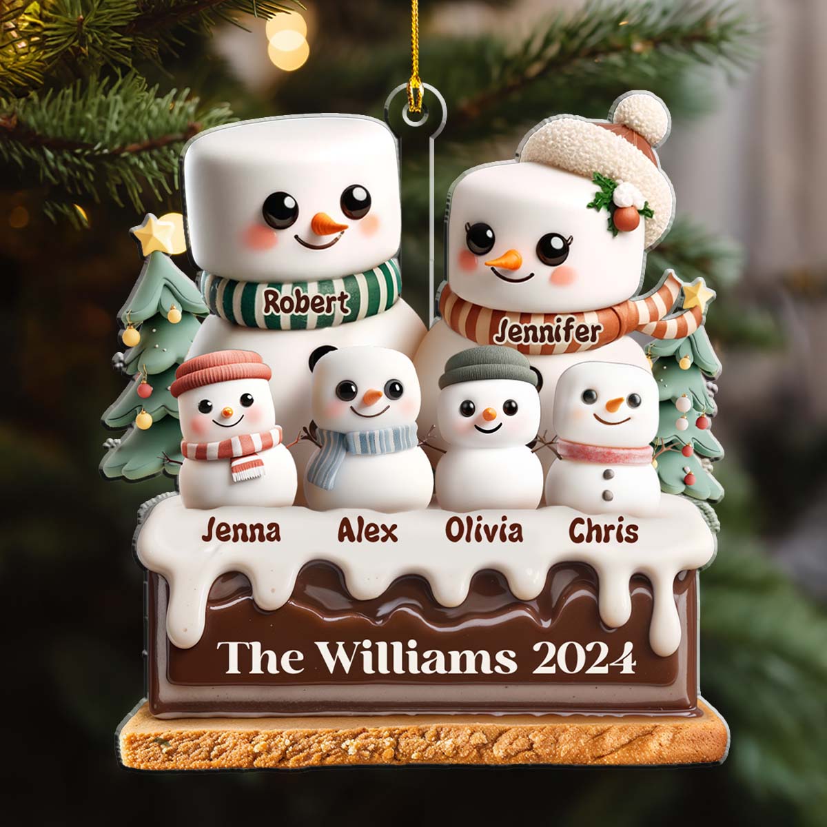 Marshmallow Lovely Family - Personalized Custom Acrylic Ornament