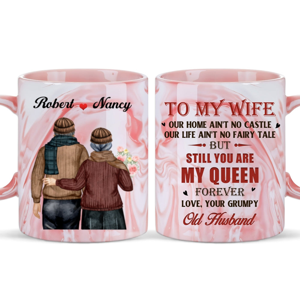 You Are My Queen Forever - Personalized Custom Pink Marble Mug