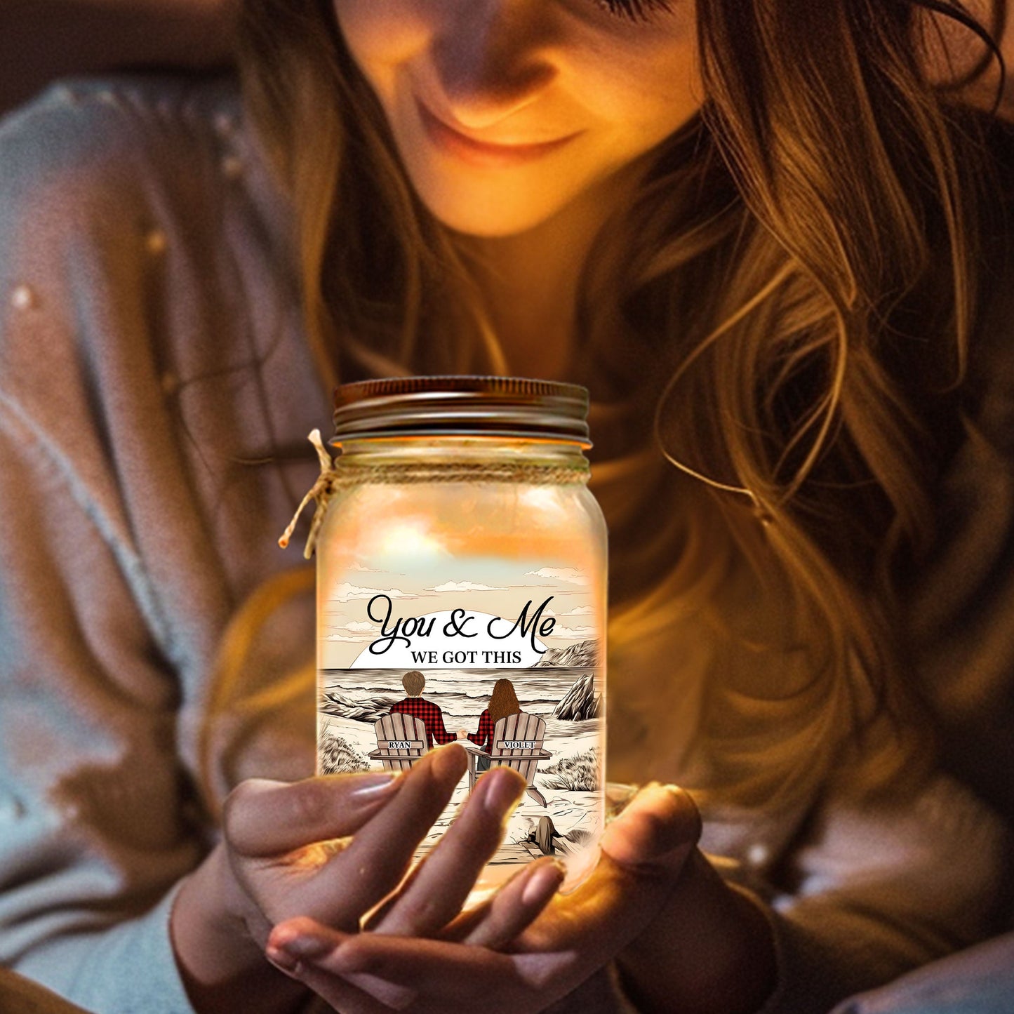 You & Me We Got This - Personalized Custom Mason Jar Light