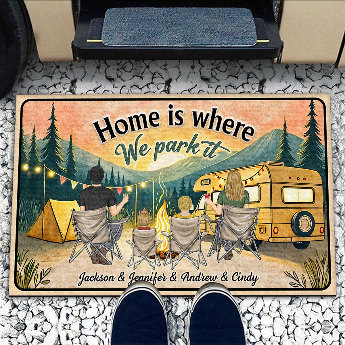 Home Is Where We Park It - Personalized Custom Doormat