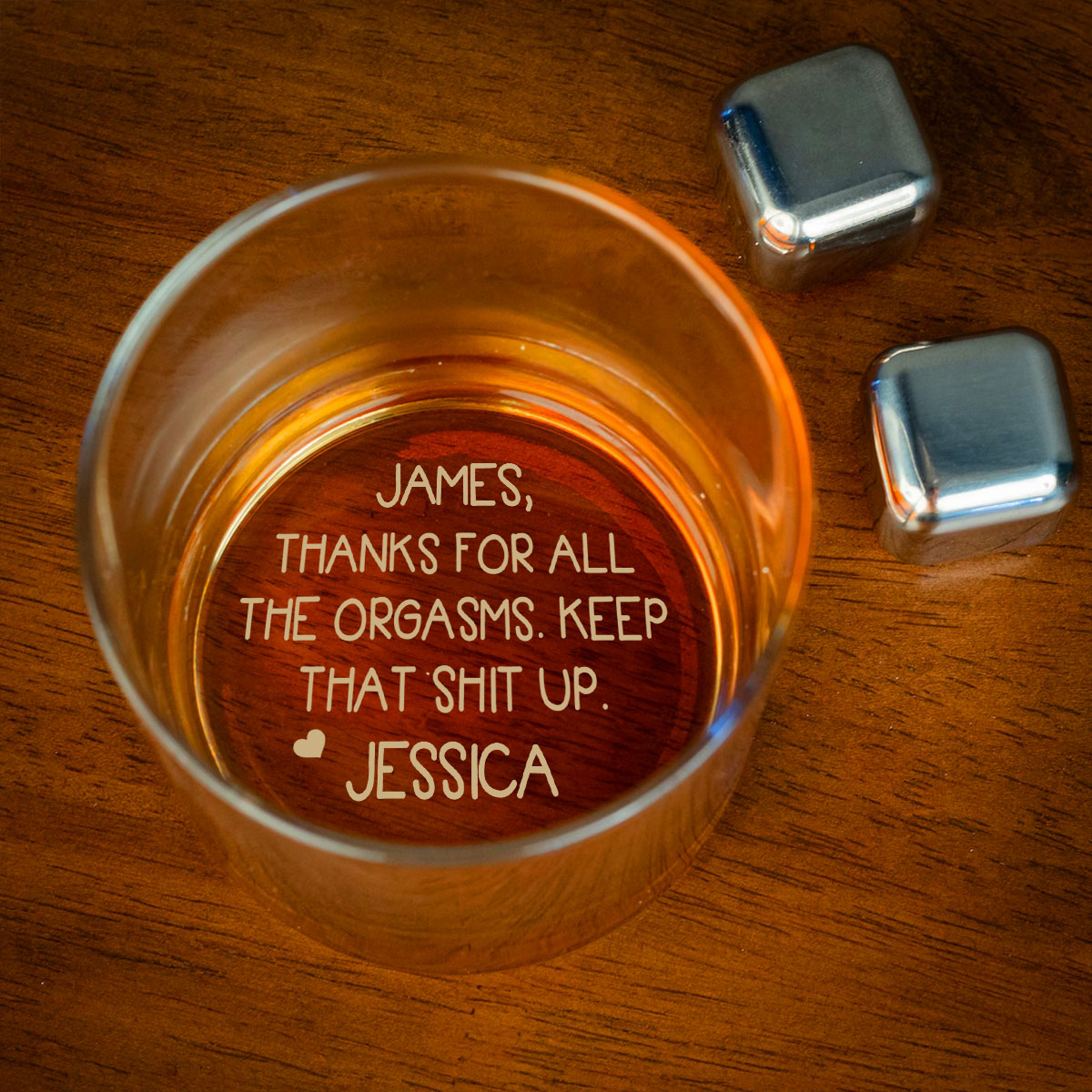 Thanks For All The Orgasms - Personalized Custom Engraved Whiskey Glass