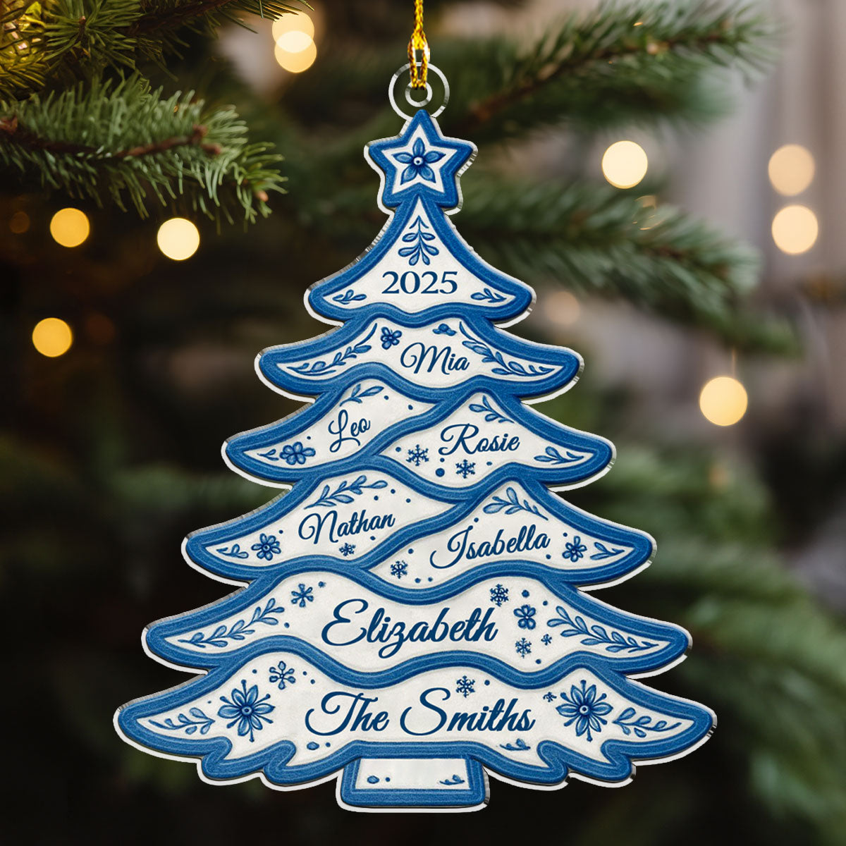 Delft Blue Christmas Tree - Personalized Custom Acrylic Ornament