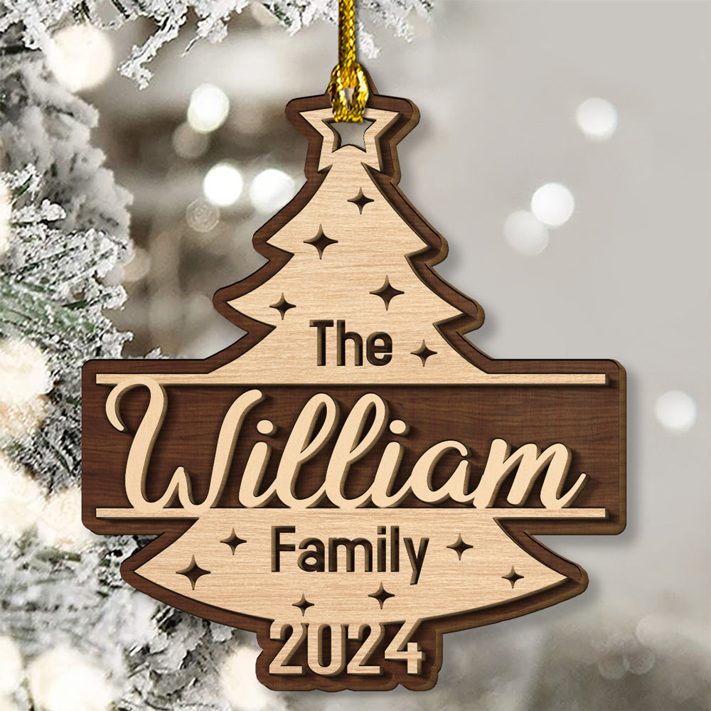Custom Family Name Christmas - Personalized Custom 2-layered Wood Ornament
