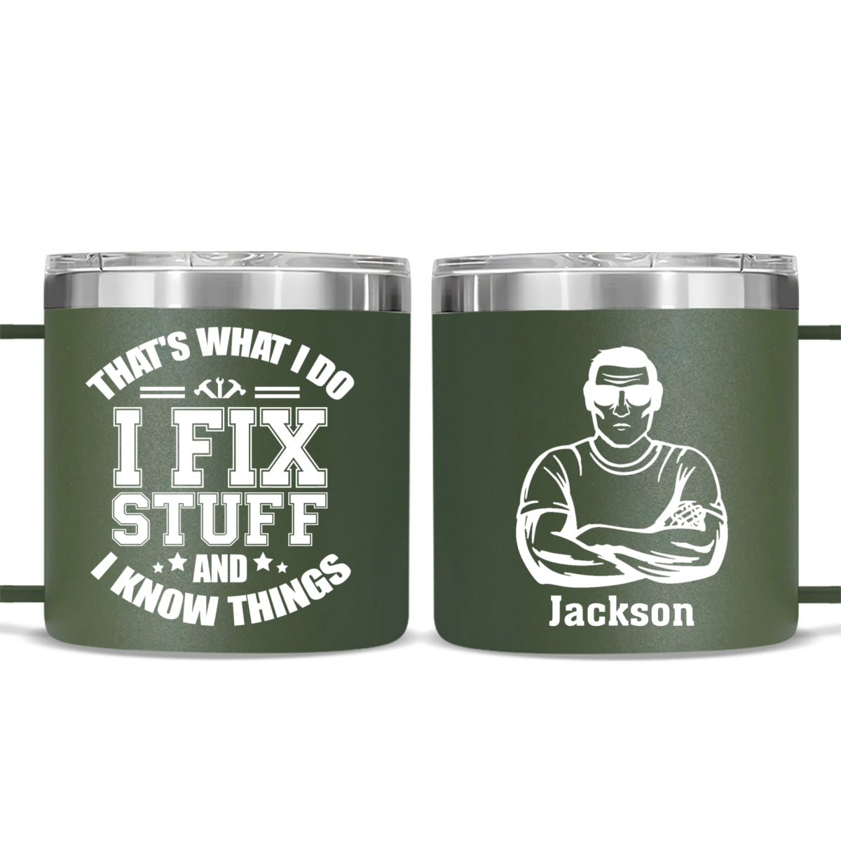 I Fix Stuff And I Know Things - Personalized Custom 14oz Stainless Steel Tumbler With Handle