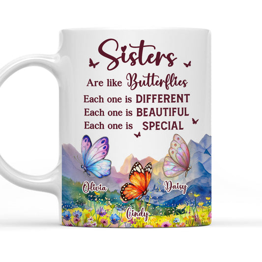 Sisters Are Like Butterflies - Personalized Custom Coffee Mug