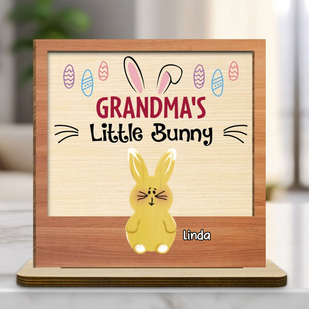 Little Bunnies - Personalized Custom 2-Layer Wood Plaque With Flat Base