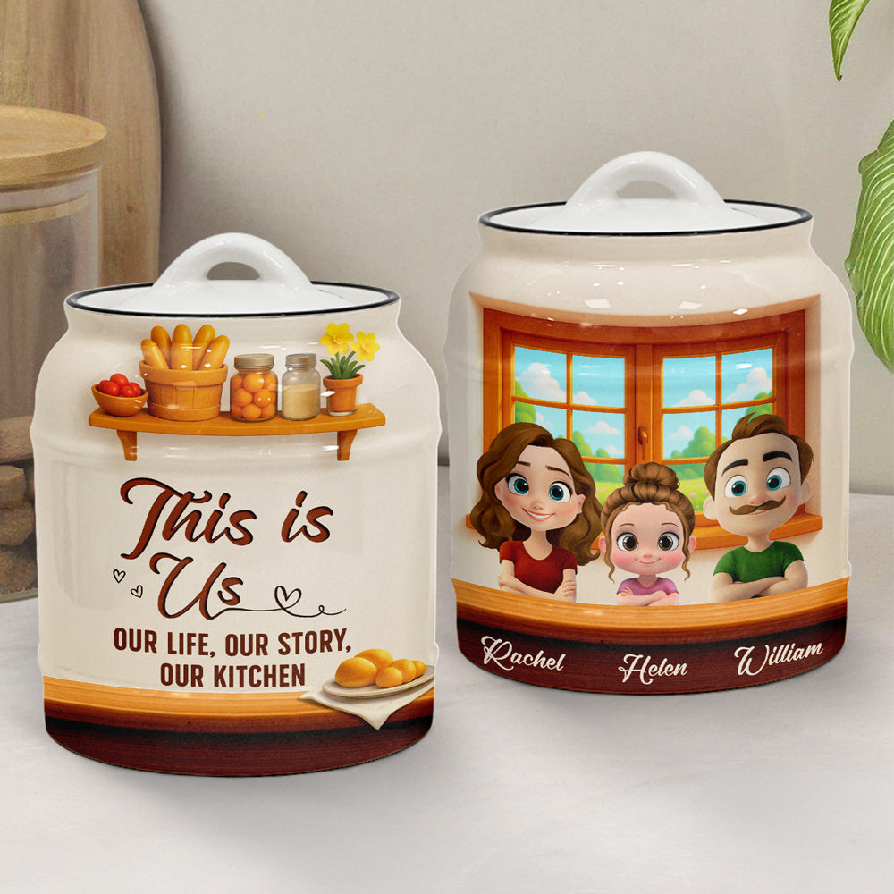 Our Life Our Story Our Kitchen - Personalized Custom Ceramic Jar