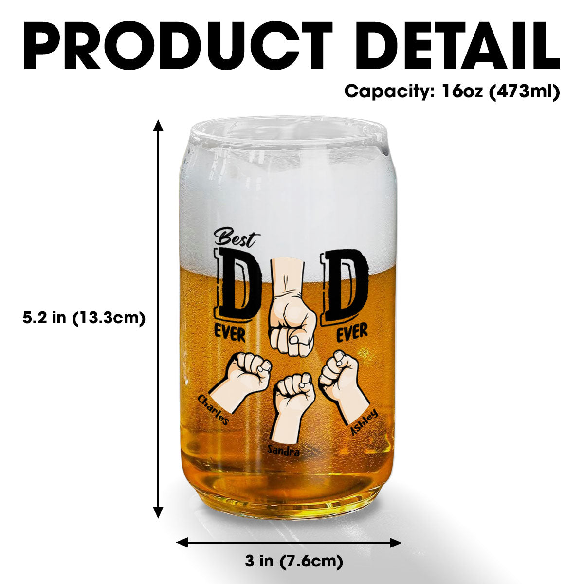Best Dad Ever - Personalized Custom Beer Can Glass
