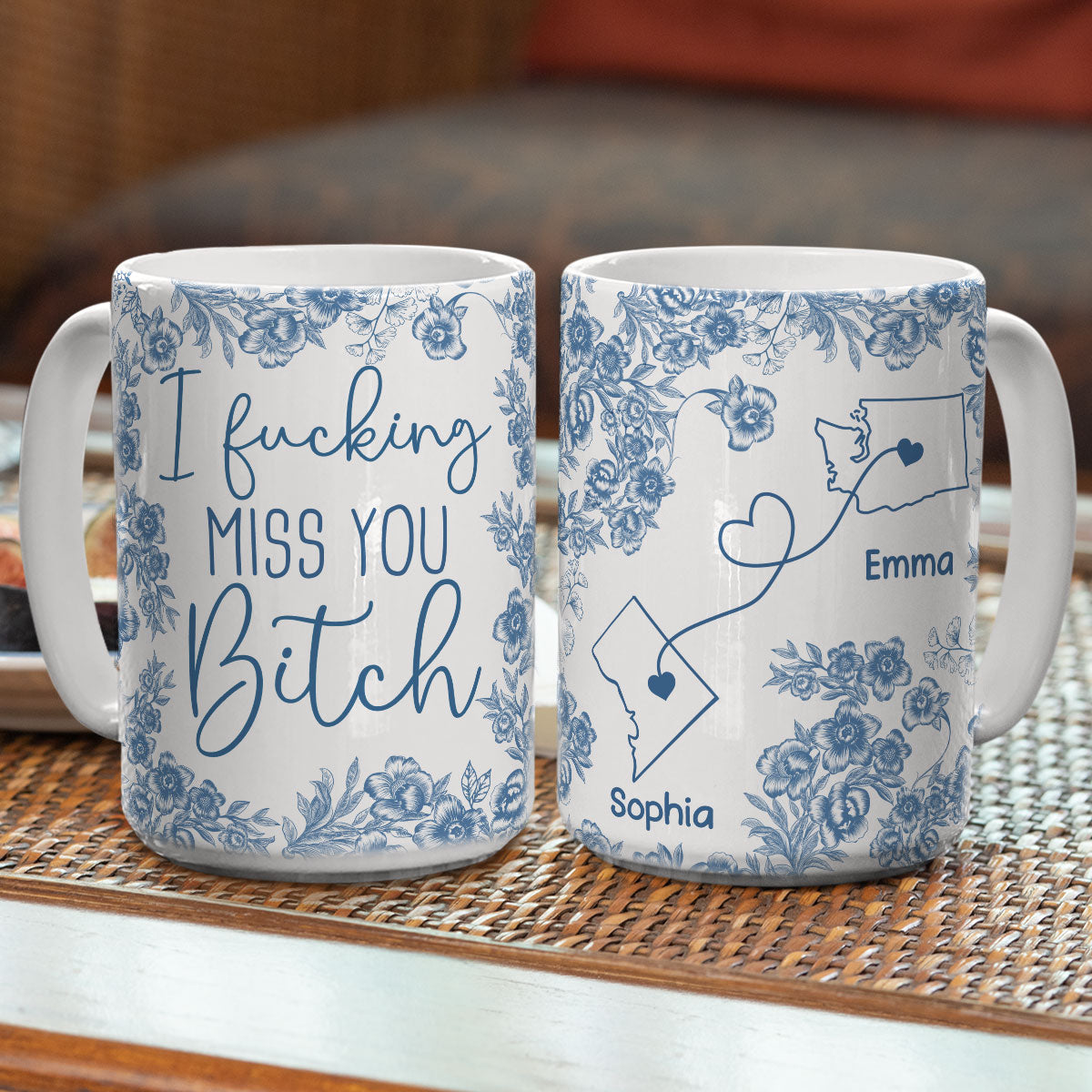 I Miss You Bestie Blue - Personalized Custom 3D Inflated Effect Mug