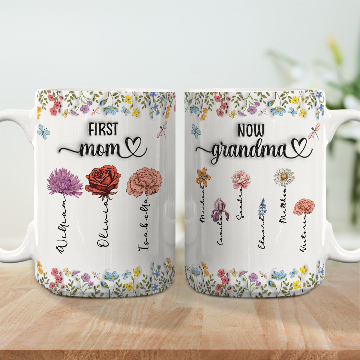First Mom Now Nana - Personalized Custom 3D Inflated Effect Coffee Mug