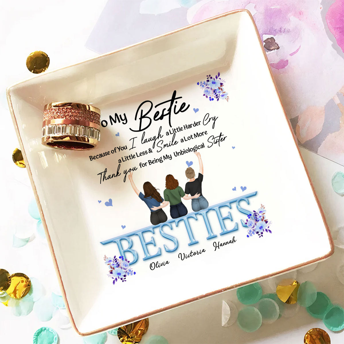 Thank You I Laugh More Cry Less - Personalized Custom Jewelry Dish