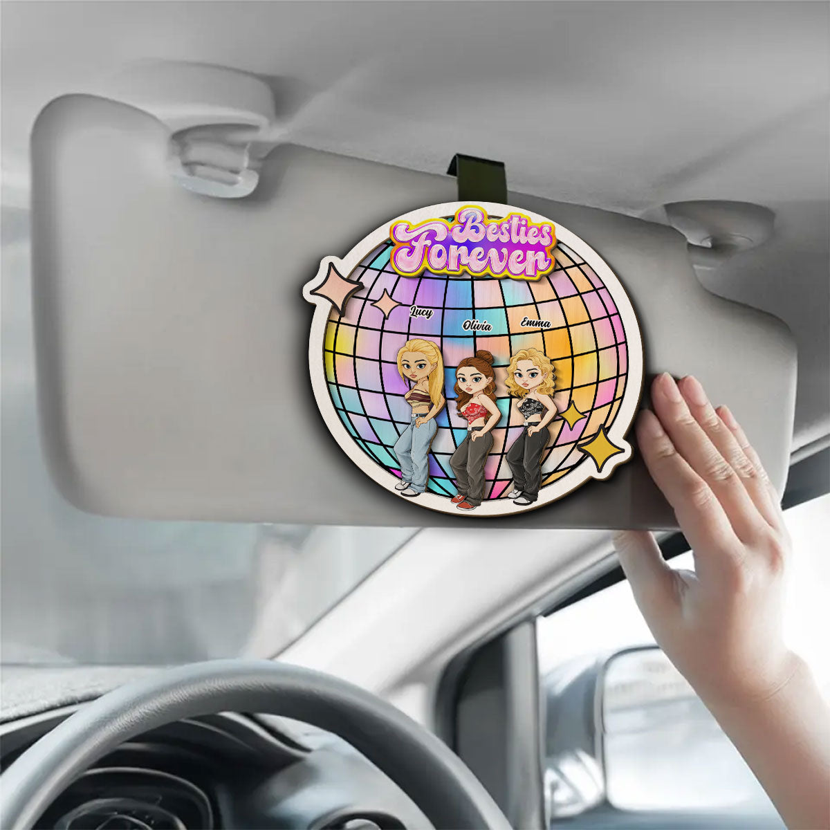Besties Forever Version 3 - Personalized Custom Car Visor Clip