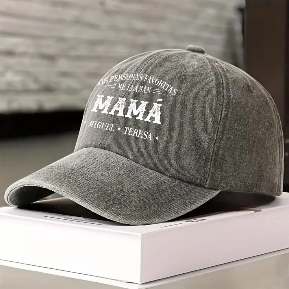 Mis Personas Favoritas Me Llaman Nana - Gorra de Mezclilla Vintage Lavada Personalizada