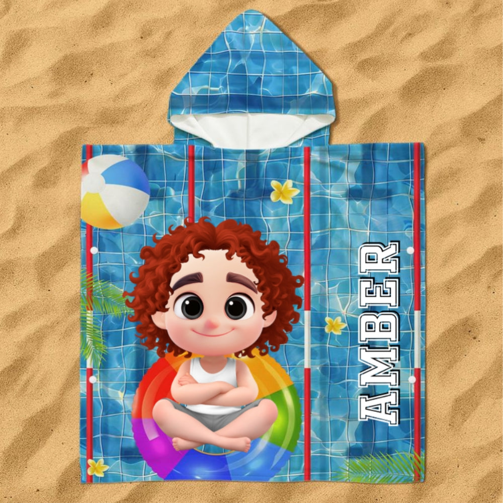 Time For The Beach - Personalized Custom Hooded Beach Towel