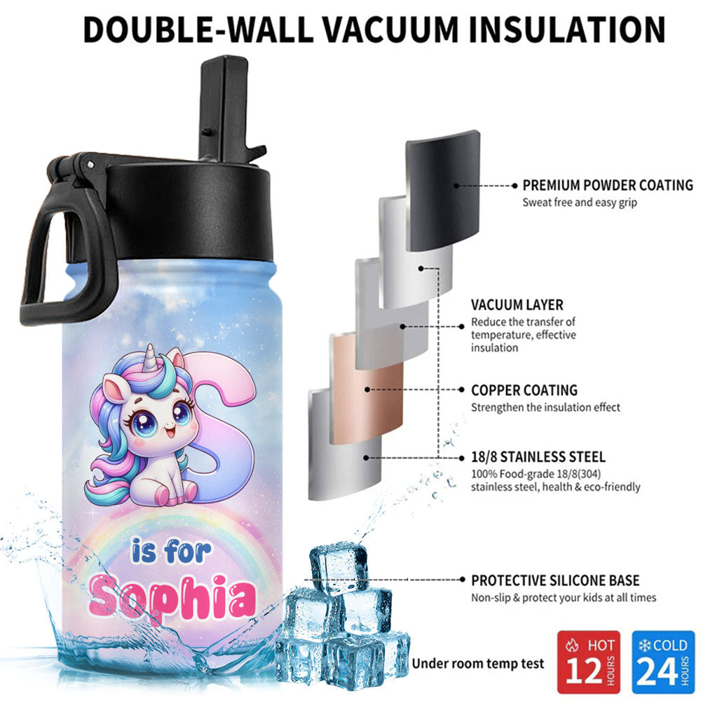 Alphabet Game Cartoon - Personalized Custom Kids Water Bottle