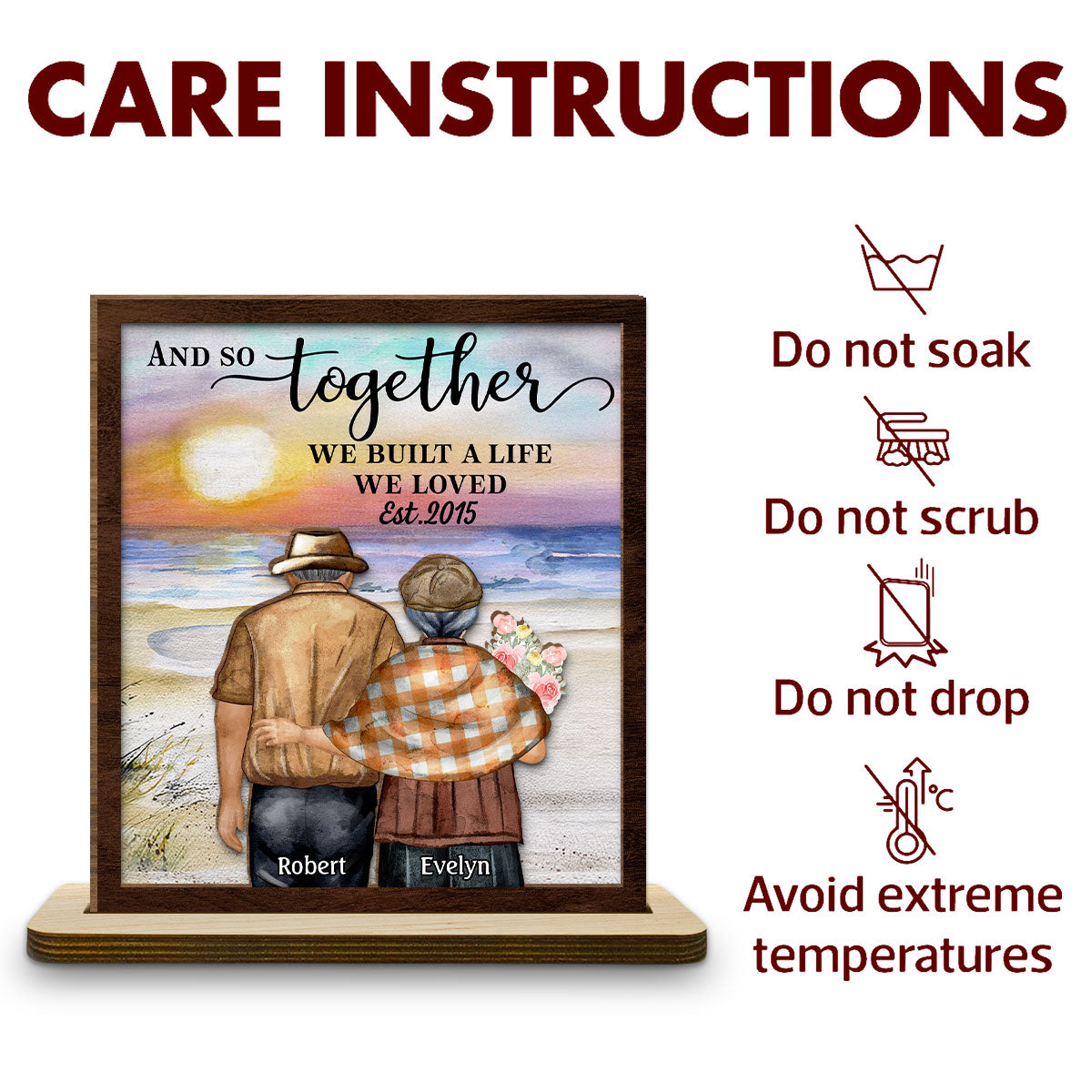 Love Forever - Personalized Custom 2-Layer Wood Plaque With Flat Base