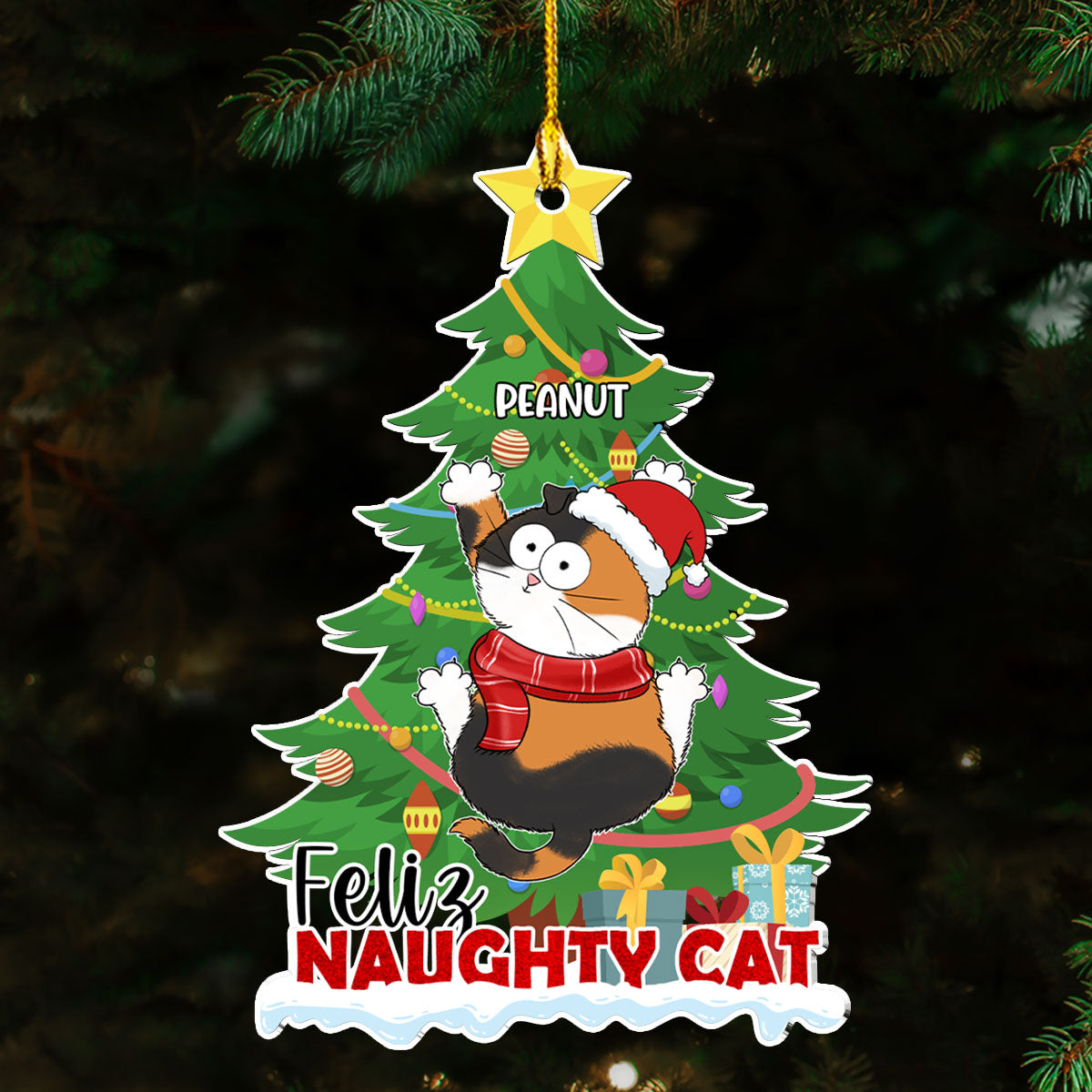 Naughty Cat Christmas - Personalized Custom Acrylic Ornament