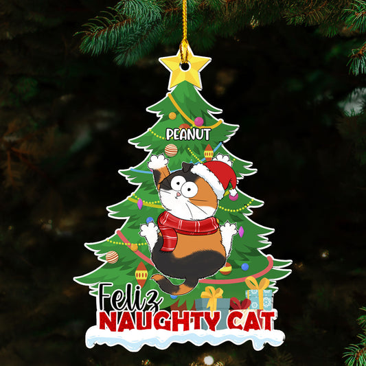 Naughty Cat Christmas - Personalized Custom Acrylic Ornament