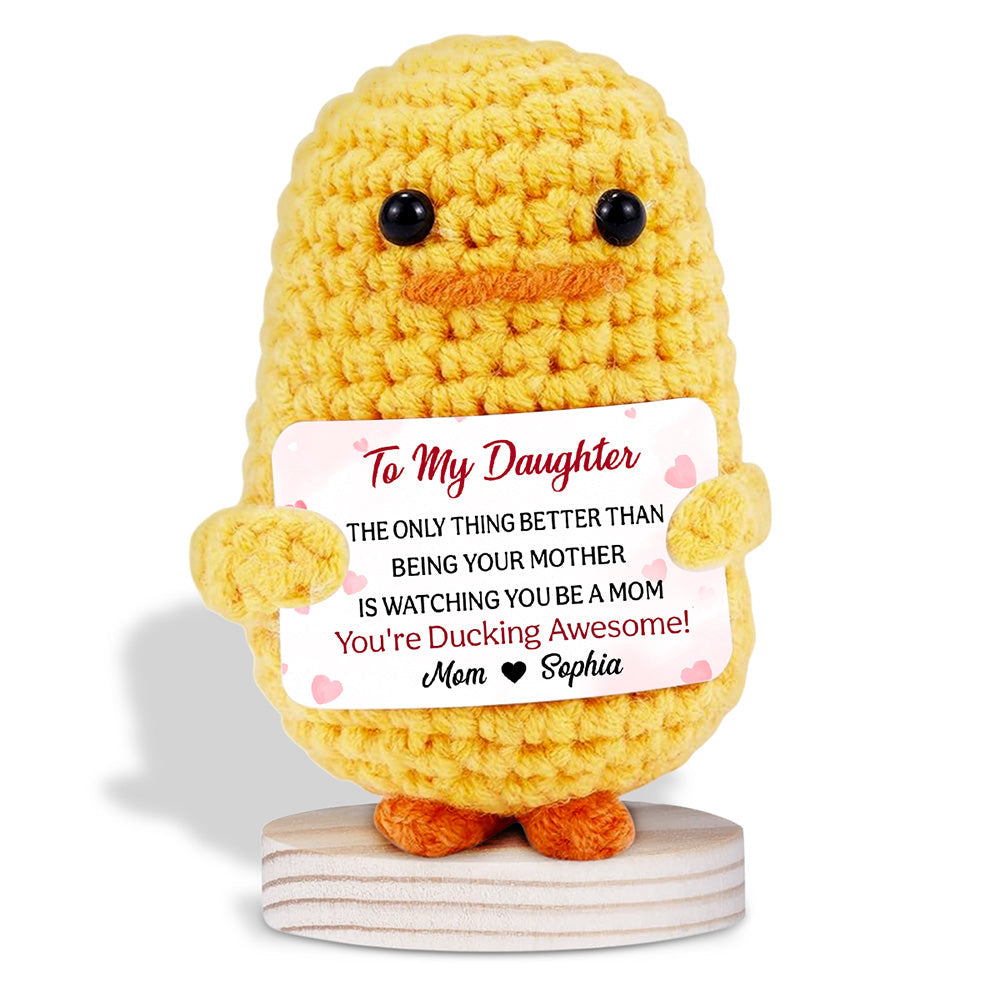 You Are Ducking Awesome - Personalized Custom Duck Crocheted Plushie With Message