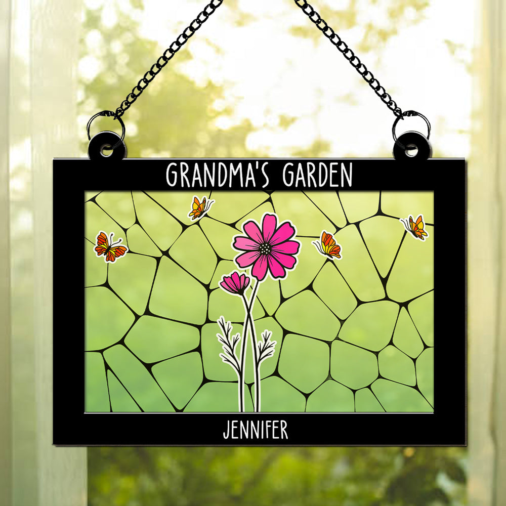 Grandmas Garden Custom Birth Month Flower - Personalized Custom Suncatcher