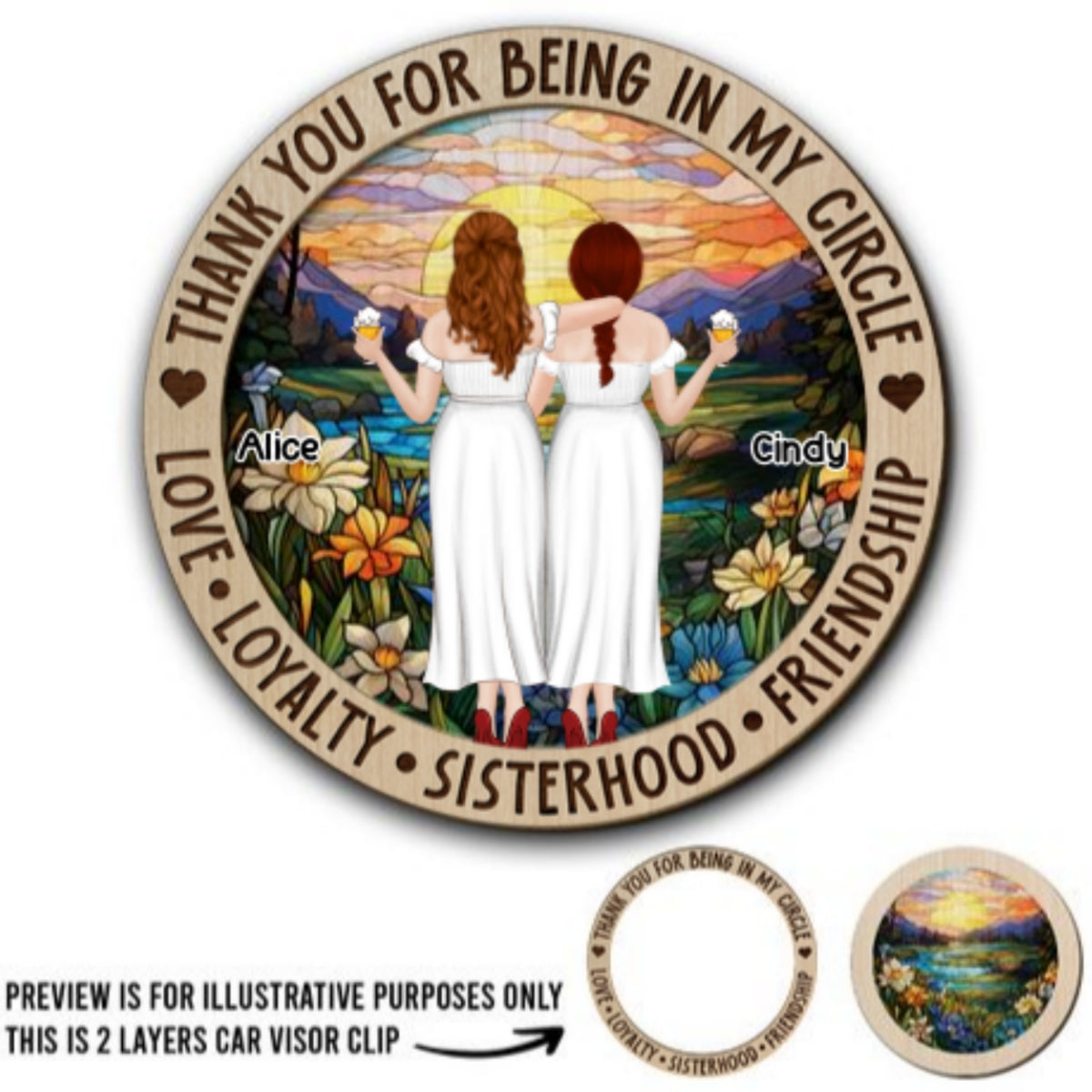 Thank You For Being In My Circle - Personalized Custom Car Visor Clip