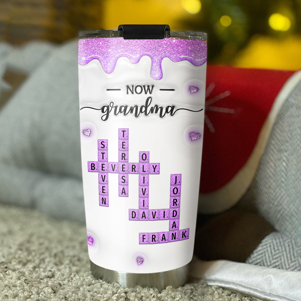 First Mom Now Grandma Crossword - Personalized Custom 3D Inflated Effect Tumbler