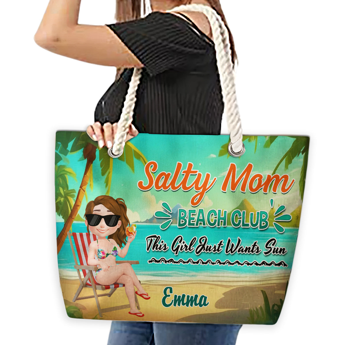 Moms Just Wanna Beach More - Personalized Custom Beach Bag