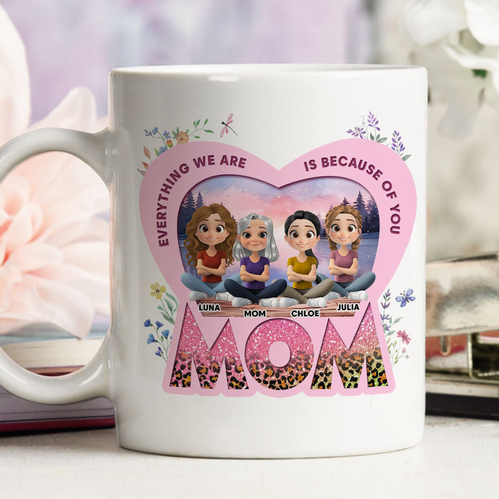 Because Of You Mom - Personalized Custom Coffee Mug