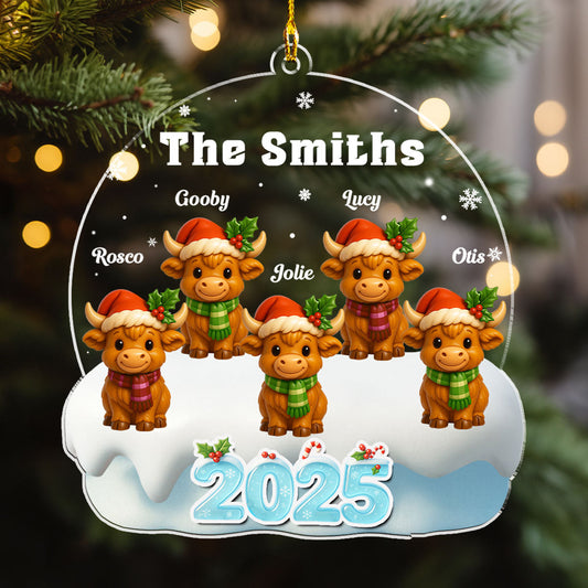 Christmas Highland Cow - Personalized Custom Acrylic Ornament