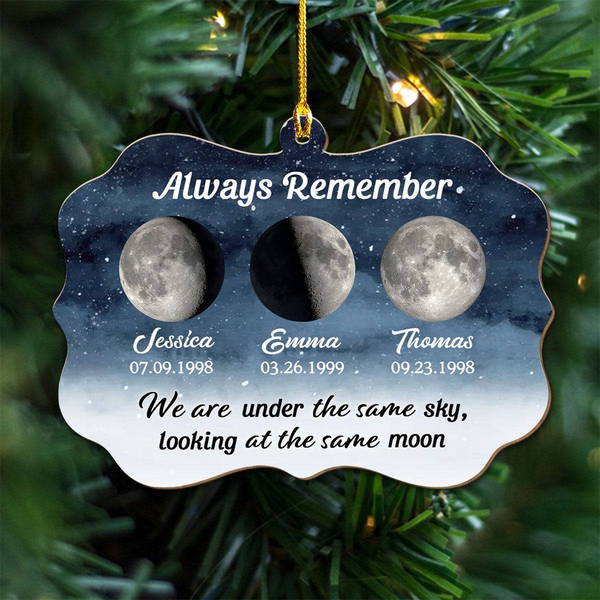 Looking At The Same Moon - Personalized Custom Wood Ornament