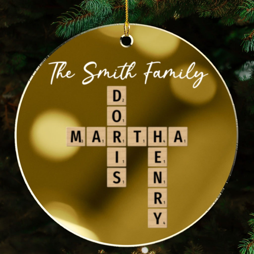 Family Besties Coworker Crossword Art - Personalized Custom Mirrored Acrylic Ornament