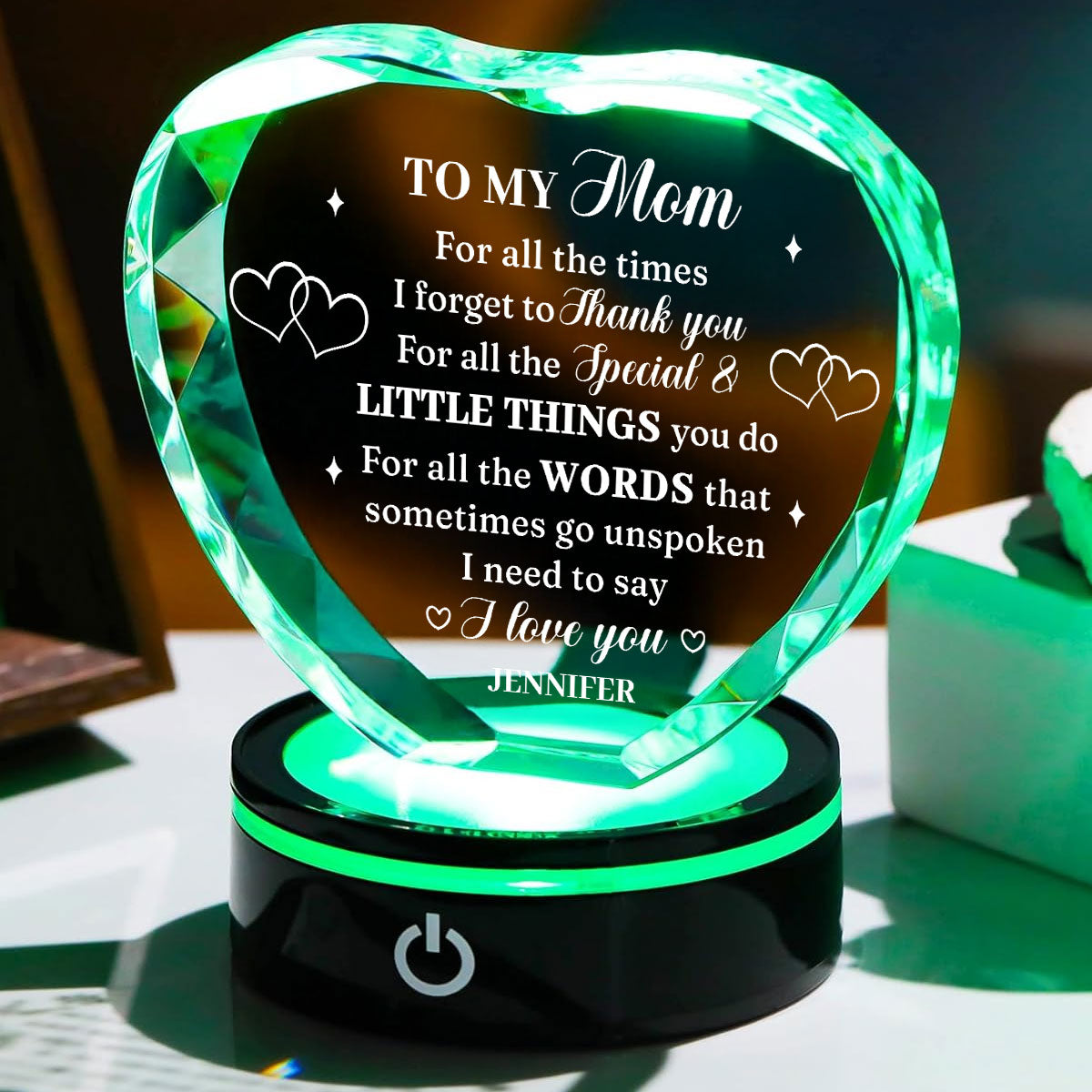 I Love You Mom - Personalized Custom Crystal Led Light