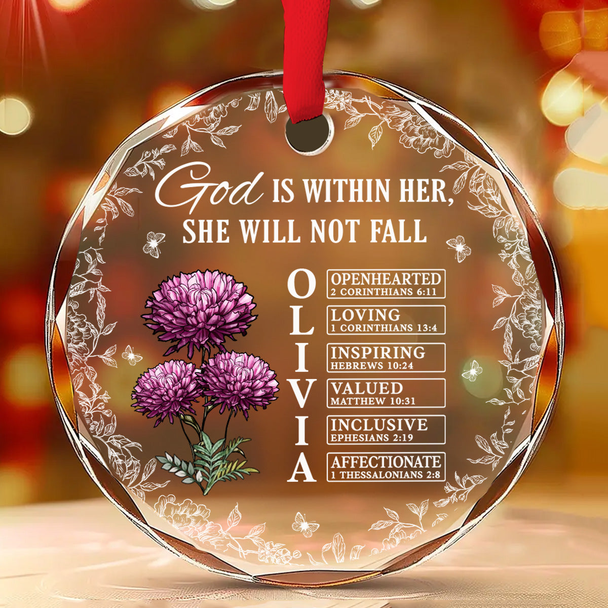 God Is Within Her She Will Not Fall - Personalized Custom Glass Ornament