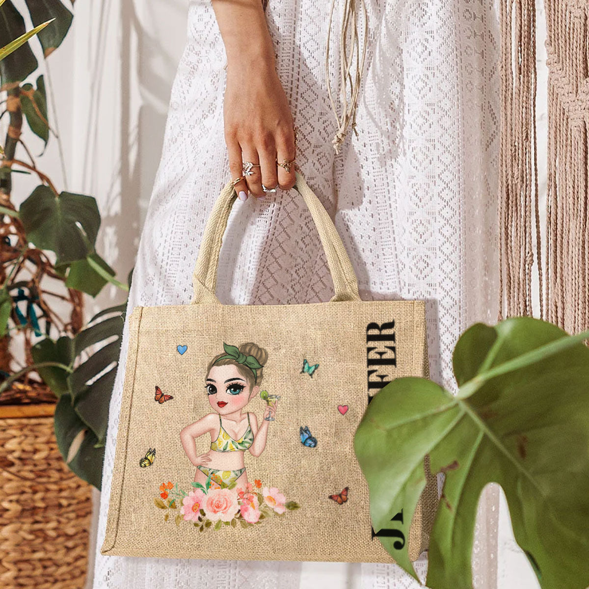 Lucky Girl - Personalized Custom Jute Tote Bag