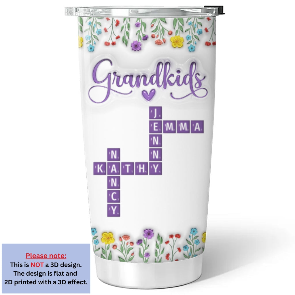 Love My Grandkids Crossword - Personalized Custom 3D Inflated Effect Tumbler